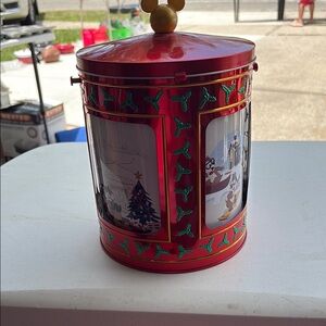 Festive Red Holiday popcorn  bucket with Christmas Design